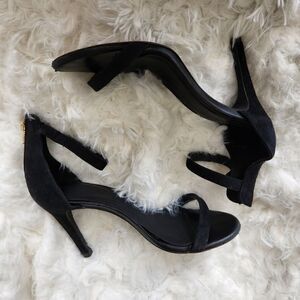 Joie Abbot black suede sandal heels zip back